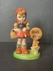 Vintage 1960’s Little Girl At Bus Stop Hong Kong Hard Plastic Toy Figure