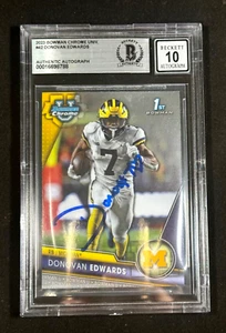 Michigan DONOVAN EDWARDS firmato 2023 Bowman Chrome U Card Beckett slabbrato - Foto 1 di 1