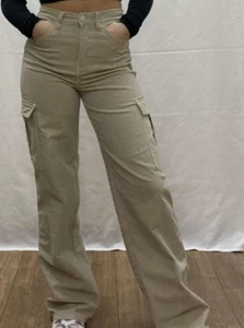 Ladies LTS Stone Cord Wide Leg Cargo Trouser 36inch - Picture 1 of 4