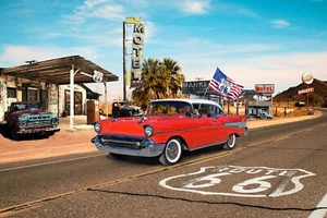 Summer On The Road Again Route 66 by from Hoffman 29" x 43" Panel - Picture 1 of 5