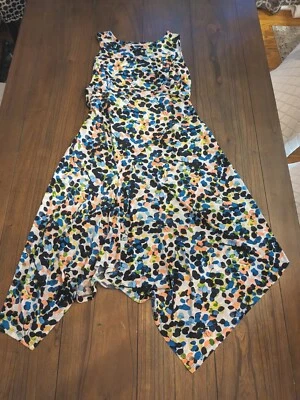 Maternity Dress -Motherhood - Multicolor Dots Asymmetrical Faux Wrap- S - Image 1 of 3