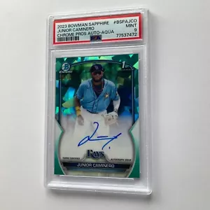 Junior Caminero 2023 Bowman Chrome Sapphire Aqua Auto Card 25/99 #BSPA-JCO PSA 9 - Picture 1 of 4
