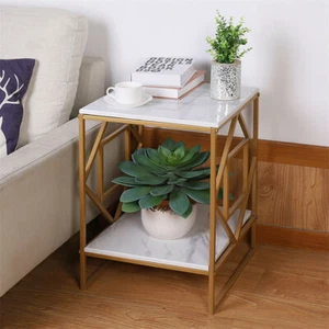 Vintage Table Coffee Side Table Novelty Metal Frame w/ Marble Top Photo Display - Picture 1 of 12
