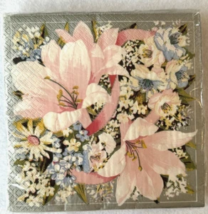 Servilletas de almuerzo de lirio nupcial 6,5 pulgadas paquete de papel de 3 capas de 16 rosa floral boda - Imagen 1 de 7