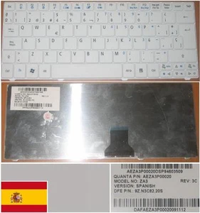 Spanish QWERTY Keyboard Acer Aspire One 751 ZA3 9Z.N3C82.20S AEZA3P00020 White - Picture 1 of 1