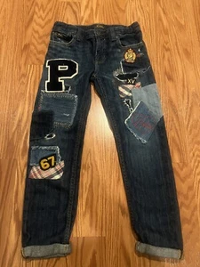 Polo Ralph Lauren girls Astor slim boyfriend limited ed. patchwork jeans Sz 6x - Picture 1 of 5