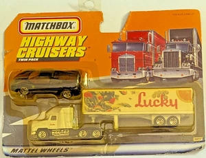 1997 Matchbox Highway Cruisers Lucky Mack Truck w/Trailer &Black Ferrari F50 NIB - Picture 1 of 8