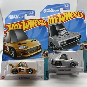 new HOT WHEELS fast & furious LOT OF 2 ‘70 DODGE CHARGER tooned ‘94 TOYOTA SUPRA - Picture 1 of 3