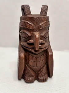 Shamans BC Hand Carved Wood Totem Style Figure 7.75” Vintage Canada Decor - Picture 1 of 8