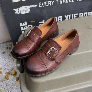 Retro Damenschuhe geschnitztes Leder flache Halbschuhe britische Brogue ausgehöhlte Schnalle - Bild 1 von 26