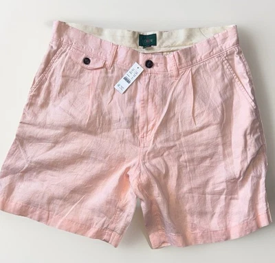 J.CREW NEW Men's 7.5'' Pleated Lightweight Butter Pink Linen Short sz 33 BZ985 - Image 1 of 4