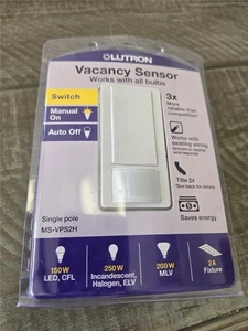 = Lutron Vacancy Sensor MS-VPS2H-WH White 2A 120V 150W 1-Pole 150W NEW - Picture 1 of 5