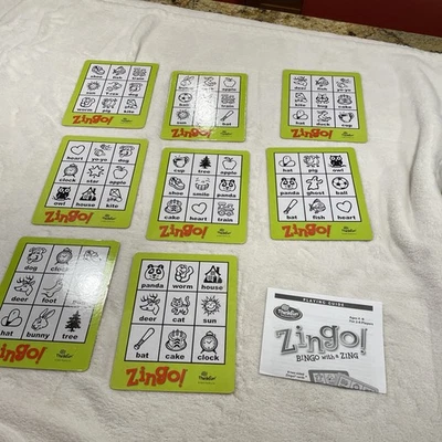 Zingo! Bingo Game Thinkfun Replacement Pieces 8 CARDS &Instructions 2002 Only B5 - Image 1 of 4
