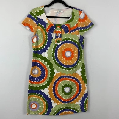 Vestido recto de lino con estampado de puntos geométricos Boden Twiggy talla 8 lazo delantero Foto 1 de 4