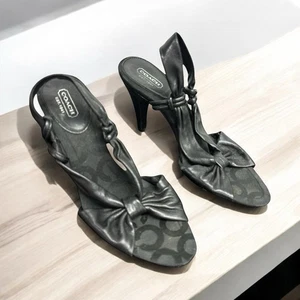 Coach Bailey Black Soft Leather Slingback Heel Sandals Women's Size 8.5 F2080 - Picture 1 of 8