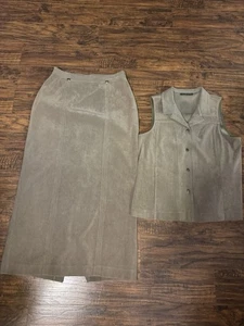 De Colección Lana Lee Canadá Gamuza 2 Piezas Traje Top y Falda Verde Talla:8 - Imagen 1 de 9