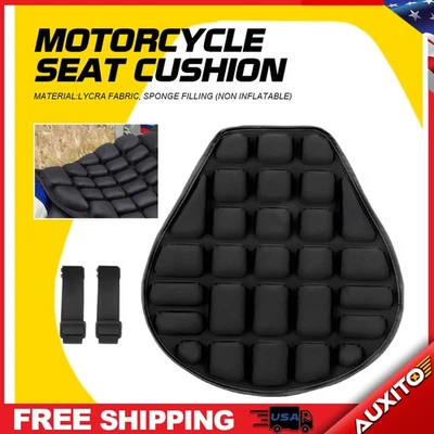 Black Gel Comfort Cover Seat Cushion Shock Pad Fits Absorb For Motorcycle - Image 1 of 4