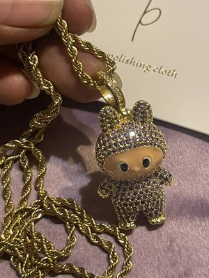 Labubu Pendant  18k Gold Plated On  a 22” Rope Chain. - Image 1 of 4