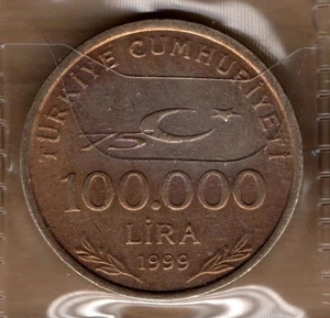 S223: Moneta Coin TURCHIA 100000 Lira 1999 Mustafa Kemal Ataturk - Picture 1 of 1