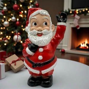 Vintage Natale Babbo Natale Rubber Squeaky Toy Stahlwood Spunky 7" Alto Funziona benissimo - Foto 1 di 12