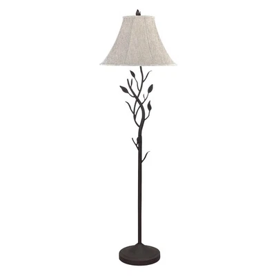 62" Grey Traditional Shaped Floor Lamp With Brown Bell Shade - Image 1 of 4