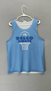 Camiseta deportiva unisex Sport Tek L azul blanco logotipo de cabra Delco reversible camiseta sin mangas de baloncesto - Imagen 1 de 20