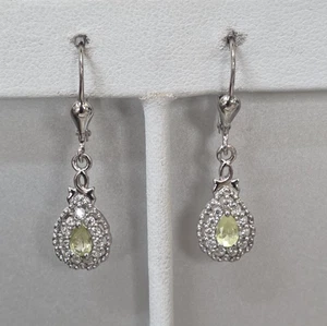 Pendientes colgantes de crisoberilo natural y circón en platino sobre plata 925 0,85 ctw - Imagen 1 de 8