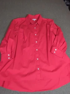 Crown & Ivy Women's Top | Size 1X | Vibrant Red Button Up - Picture 1 of 24