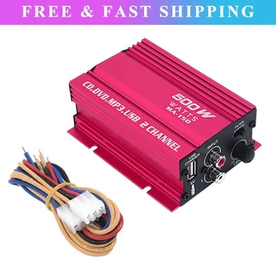 Car DC 12V 500W 2 Channels Mini Hi-Fi Stereo Audio Amplifier Amp Subwoofer - Image 1 of 4