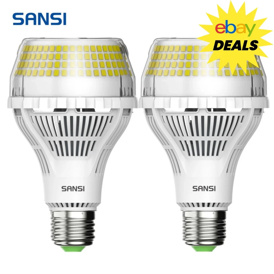 2 pcs LED Light Bulbs 40W 6000lm 400W Equivalent A21 5000K Daylight Lamps SANSI - Image 1 of 4