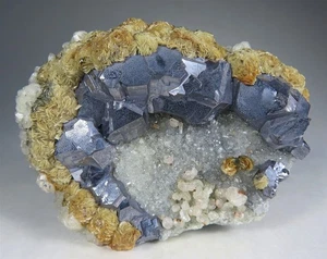 Cristaux de GALENA avec sidérite et quartz * Dal'negorsk, Russie - Photo 1/8