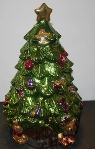 Allure 1998 Vintage Metallic Decorated Christmas Tree Cookie Jar! - Picture 1 of 8