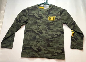 CAT Caterpillar shirt youth boys 6 long sleeve crew neck camo green new - Picture 1 of 12