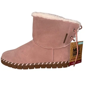 New Muk Luks Womens Water Repellent Faux Suede Boot Size 11 Blush Pink - Picture 1 of 8