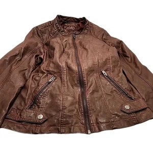 Cappotto Giacca Moto Sebby Donna S/P Rosso Marrone Zip Pelle Vegan. Usato - Foto 1 di 17