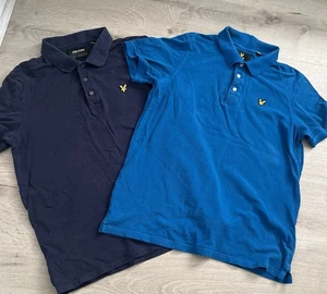 2x Lyle and Scott Polo Shirt Navy Blue and Turquoise Blue Used Size L - Picture 1 of 1