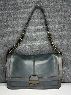 Cartera Fossil Larga Vida Vintage 1954 Cuero Acero Azul con Cadena Bolso de Mano Foto 1 de 4