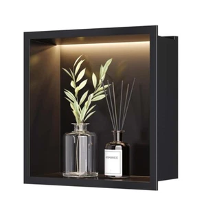 Stainless Steel Shower Niche 320x320mm Singel Shelf Wall-inserted Niche w/ Light - Picture 1 of 7