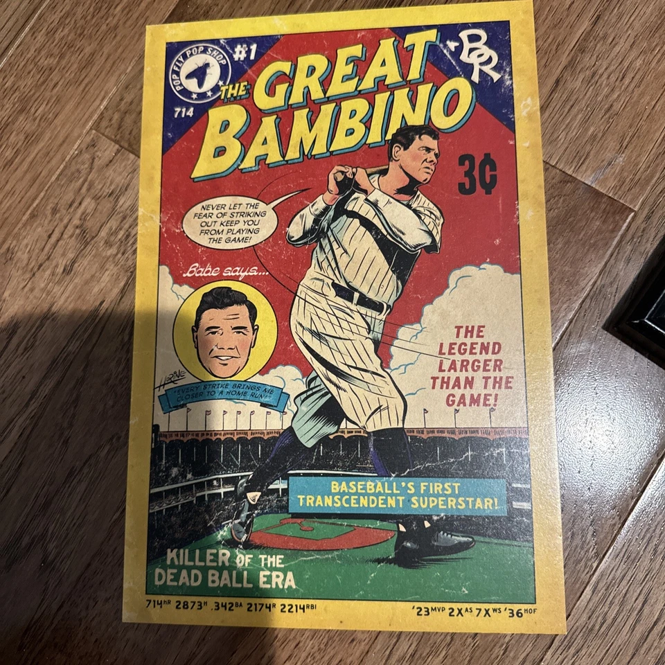 Impresión artística de mosca pop edición limitada de Babe Ruth The Great Bambino NY Yankees 65/500 Foto 1 de 2