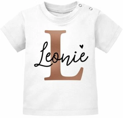 Baby T-Shirt Name personalisiert Herz Initiale Anfangsbuchstabe Geschenk Geburt
