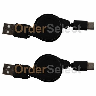 2 NEW USB Type C Retract Charge Cable for Android Phone Samsung Galaxy Note 7 8 - Image 1 of 4