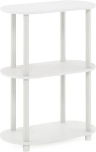 Furinno Turn-N-Tube No Tools 3-Tier Modern Oval Side Display Rack, White 22084 - Picture 1 of 6