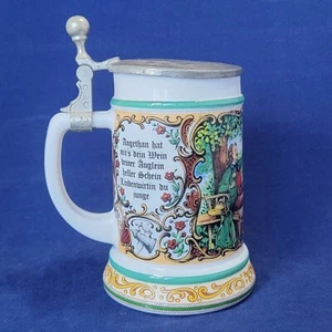 Vintage BMF ORIGINAL BEIRSEIDEL LIDDED BEER STEIN Milk Glass MADE IN GERMANY - Picture 1 of 8