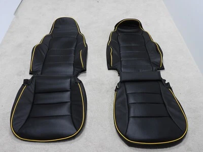 Leather Seat Covers Fits 2005-2011 Chevrolet Corvette Black Yellow JB26 - Image 1 of 4