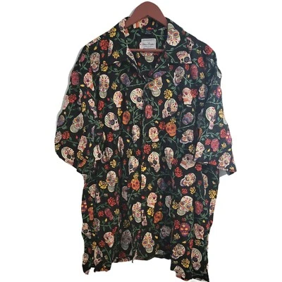 David Carey Originals Day of the Dead Sugar Skulls Hawaiian Shirt Size 2XL - Image 1 of 4