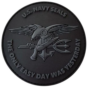 the only easy day US Navy Seals PVC 3D ACU all black Haken Patch - Bild 1 von 4