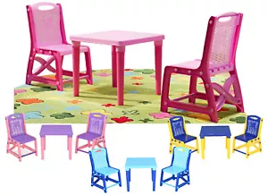 Strong Children Plastic Table and Chairs set for Study Nursery Outdoor Indoor - Picture 1 of 34