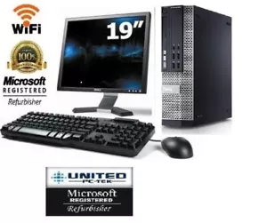 Dell Desktop PC Computer Core i3 4GB 19" LCD Monitor WiFi Windows 7 Pro - Picture 1 of 8