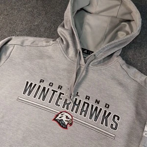 Portland Winterhawks Hoodie Woman’s Size Medium Adidas New Logo Gray Thumb Holes - Picture 1 of 17