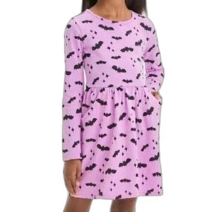 Cat & Jack Girls Bats Long Sleeve Knit Dress- XL  - Picture 1 of 3